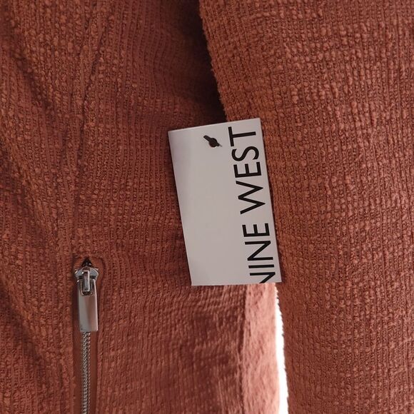 Nine West Texture Knit Moto Solid Rust Full Zip Jacket Womens Size M - Picture 10 of 14